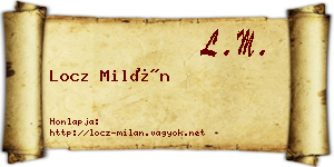 Locz Milán névjegykártya
